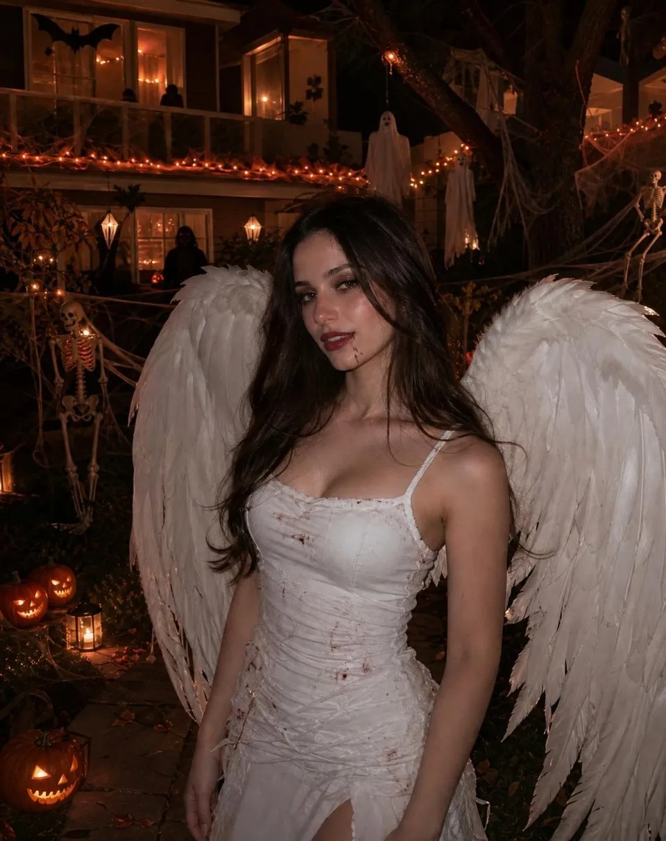 Halloween photo inspiration: White angel at the haunted house