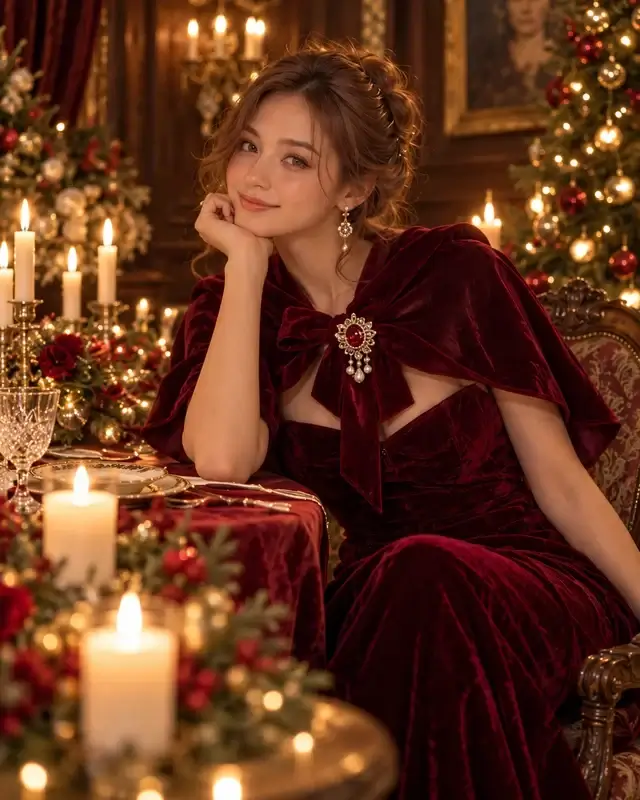 Burgundy velvet portrait used as the original for this photo edit